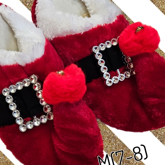 Christmas Elf/Santa Slippers Size M (7-8) - Picture 1 of 6